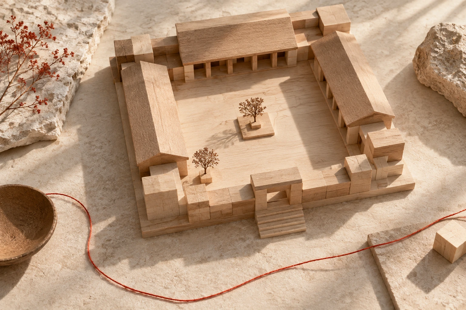 Le lieu et ses relations — composition éditoriale en matières et objets.