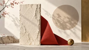 Illustration de Bodhidharma : un maître bouddhiste, plusieurs mémoires — composition de papier, encre et rouge.