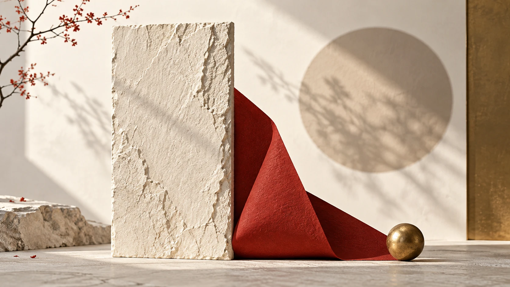 Illustration de Bodhidharma : un maître bouddhiste, plusieurs mémoires — composition de papier, encre et rouge.
