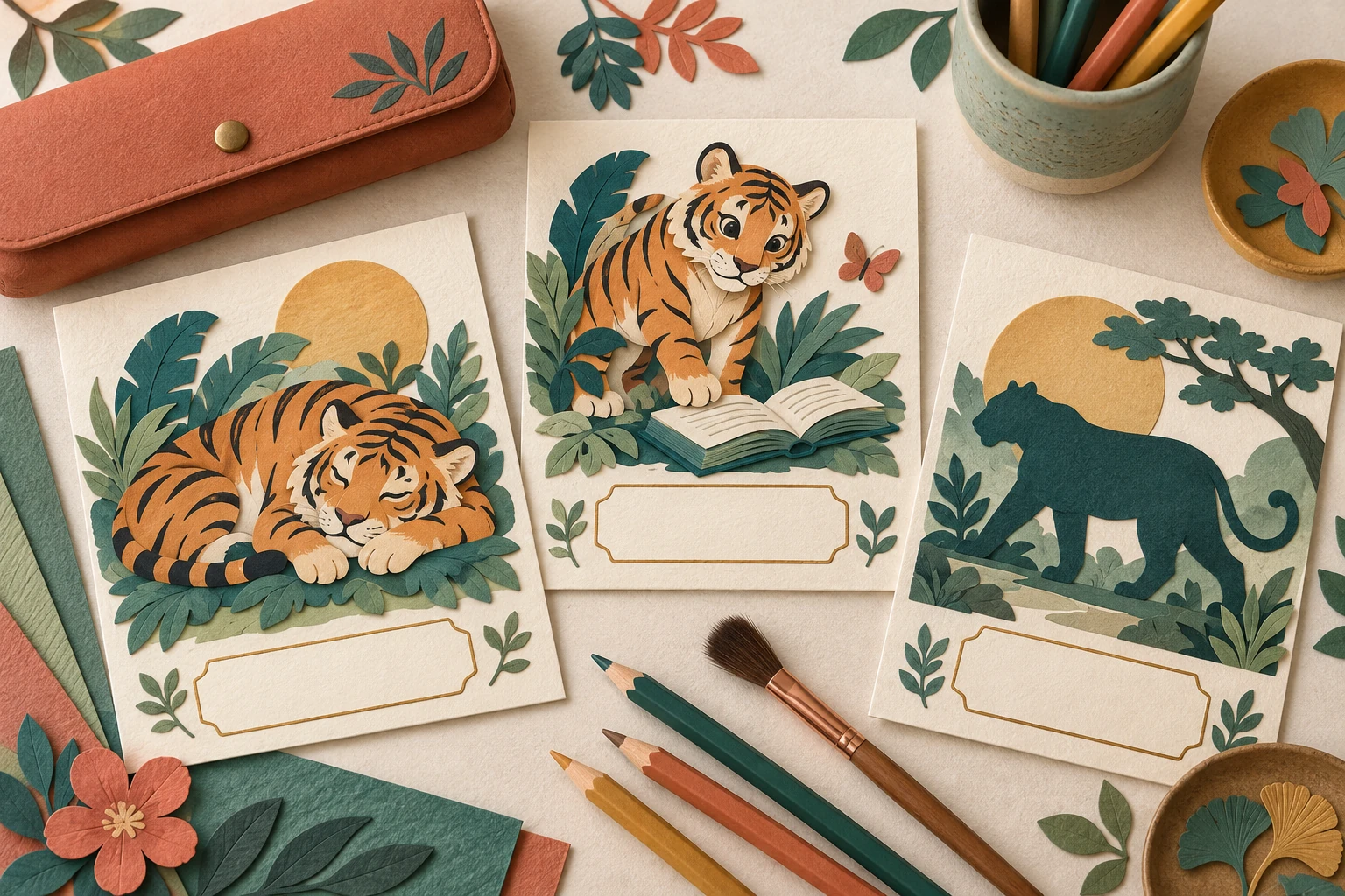 Le carnet du petit illustrateur — illustration en papier découpé.