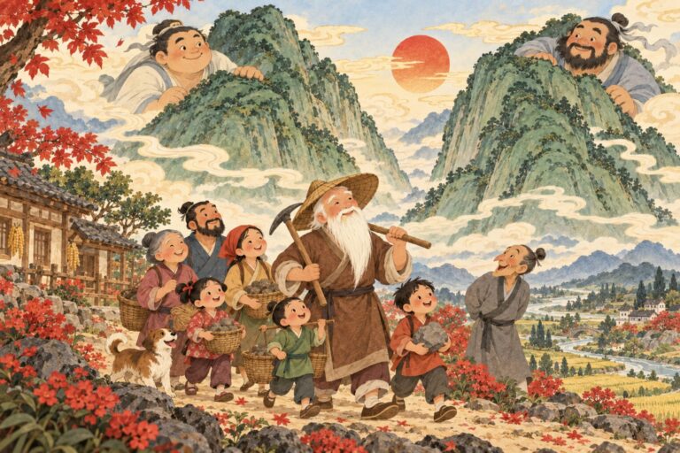 Affiche du dessin animé « Le vieil homme qui déplaça les montagnes »